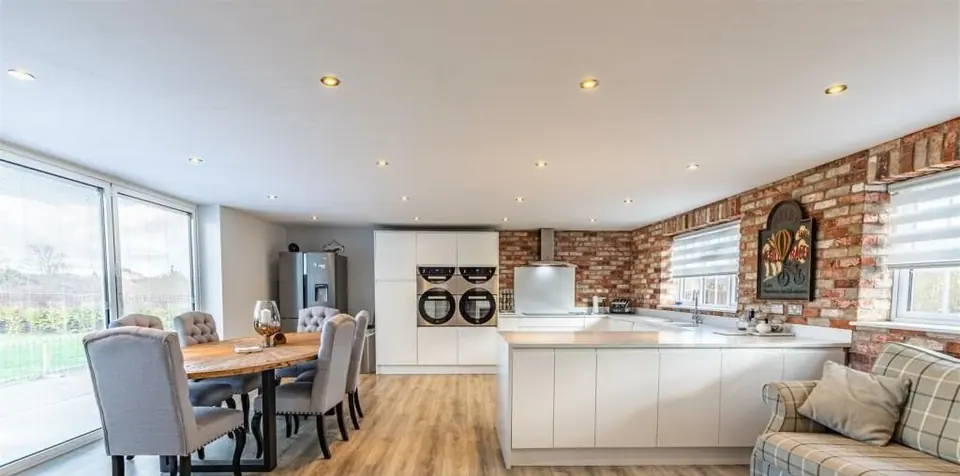 Completed open-plan kitchen, dining and living room