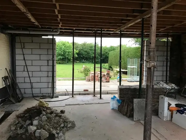 The original garage structure before conversion work