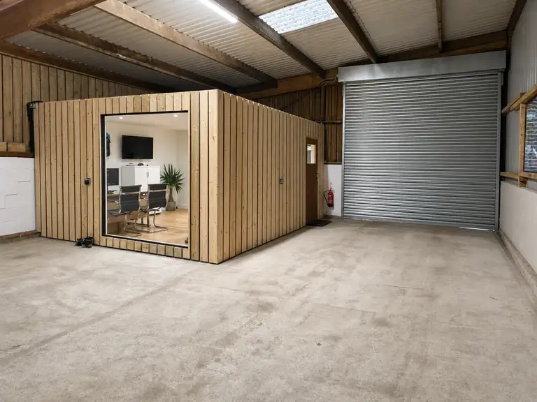 Completed timber-clad workshop office pod