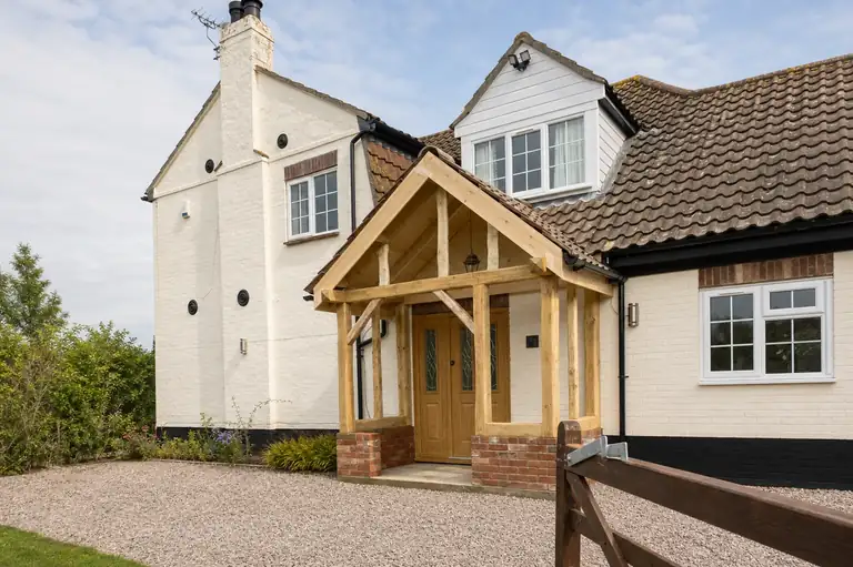 Completed oak-framed entrance porch